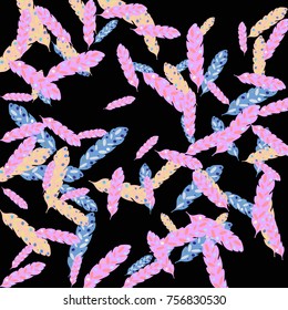 Feather Pattern, bright colorful background, cute and fun decoration. Vector illustration for celebration, party, carnival, festive holiday and Your project.