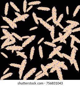 Feather Pattern, bright colorful background, cute and fun decoration. Vector illustration for celebration, party, carnival, festive holiday and Your project.