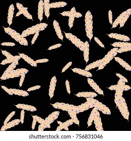 Feather Pattern, bright colorful background, cute and fun decoration. Vector illustration for celebration, party, carnival, festive holiday and Your project.