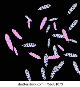 Feather Pattern, bright colorful background, cute and fun decoration. Vector illustration for celebration, party, carnival, festive holiday and Your project.