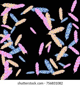 Feather Pattern, bright colorful background, cute and fun decoration. Vector illustration for celebration, party, carnival, festive holiday and Your project.