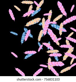 Feather Pattern, bright colorful background, cute and fun decoration. Vector illustration for celebration, party, carnival, festive holiday and Your project.