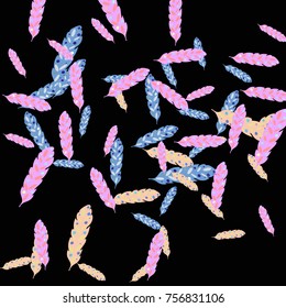Feather Pattern, bright colorful background, cute and fun decoration. Vector illustration for celebration, party, carnival, festive holiday and Your project.