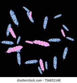 Feather Pattern, bright colorful background, cute and fun decoration. Vector illustration for celebration, party, carnival, festive holiday and Your project.