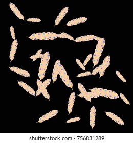 Feather Pattern, bright colorful background, cute and fun decoration. Vector illustration for celebration, party, carnival, festive holiday and Your project.