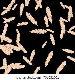 Feather Pattern, bright colorful background, cute and fun decoration. Vector illustration for celebration, party, carnival, festive holiday and Your project.