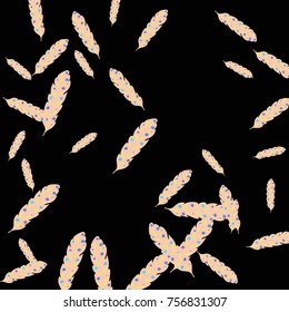 Feather Pattern, bright colorful background, cute and fun decoration. Vector illustration for celebration, party, carnival, festive holiday and Your project.