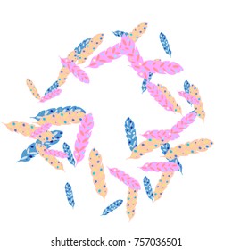 Feather Pattern, bright colorful background, cute and fun decoration. Vector illustration for celebration, party, carnival, festive holiday and Your project.