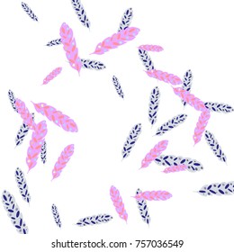 Feather Pattern, bright colorful background, cute and fun decoration. Vector illustration for celebration, party, carnival, festive holiday and Your project.