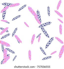 Feather Pattern, bright colorful background, cute and fun decoration. Vector illustration for celebration, party, carnival, festive holiday and Your project.
