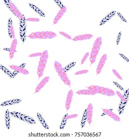 Feather Pattern, bright colorful background, cute and fun decoration. Vector illustration for celebration, party, carnival, festive holiday and Your project.