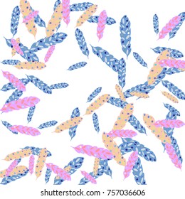 Feather Pattern, bright colorful background, cute and fun decoration. Vector illustration for celebration, party, carnival, festive holiday and Your project.