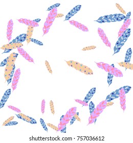 Feather Pattern, bright colorful background, cute and fun decoration. Vector illustration for celebration, party, carnival, festive holiday and Your project.