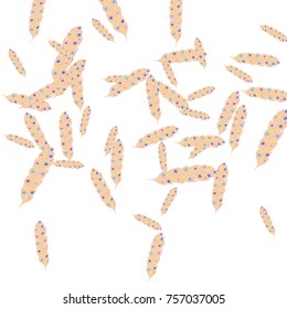 Feather Pattern, bright colorful background, cute and fun decoration. Vector illustration for celebration, party, carnival, festive holiday and Your project.