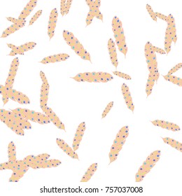 Feather Pattern, bright colorful background, cute and fun decoration. Vector illustration for celebration, party, carnival, festive holiday and Your project.