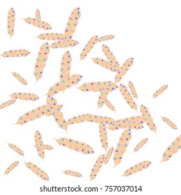 Feather Pattern, bright colorful background, cute and fun decoration. Vector illustration for celebration, party, carnival, festive holiday and Your project.