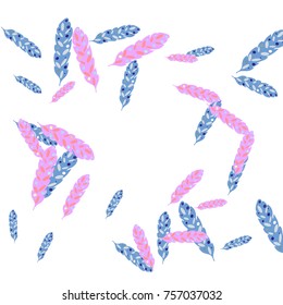 Feather Pattern, bright colorful background, cute and fun decoration. Vector illustration for celebration, party, carnival, festive holiday and Your project.