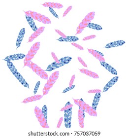 Feather Pattern, bright colorful background, cute and fun decoration. Vector illustration for celebration, party, carnival, festive holiday and Your project.