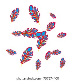 Feather Pattern, bright colorful background, cute and fun decoration. Vector illustration for celebration, party, carnival, festive holiday and Your project.