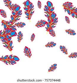 Feather Pattern, bright colorful background, cute and fun decoration. Vector illustration for celebration, party, carnival, festive holiday and Your project.