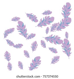 Feather Pattern, bright colorful background, cute and fun decoration. Vector illustration for celebration, party, carnival, festive holiday and Your project.