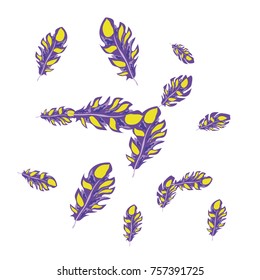 Feather Pattern, bright colorful background, cute and fun decoration. Vector illustration for celebration, party, carnival, festive holiday and Your project.