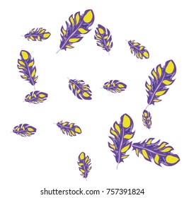 Feather Pattern, bright colorful background, cute and fun decoration. Vector illustration for celebration, party, carnival, festive holiday and Your project.