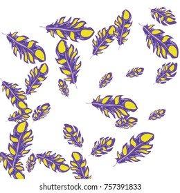 Feather Pattern, bright colorful background, cute and fun decoration. Vector illustration for celebration, party, carnival, festive holiday and Your project.