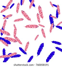 Feather Pattern, bright colorful background, cute and fun decoration. Vector illustration for celebration, party, carnival, festive holiday and Your project.