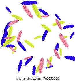 Feather Pattern, bright colorful background, cute and fun decoration. Vector illustration for celebration, party, carnival, festive holiday and Your project.