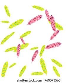 Feather Pattern, bright colorful background, cute and fun decoration. Vector illustration for celebration, party, carnival, festive holiday and Your project.