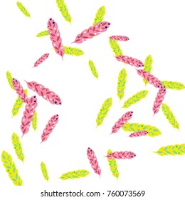 Feather Pattern, bright colorful background, cute and fun decoration. Vector illustration for celebration, party, carnival, festive holiday and Your project.