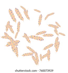 Feather Pattern, bright colorful background, cute and fun decoration. Vector illustration for celebration, party, carnival, festive holiday and Your project.