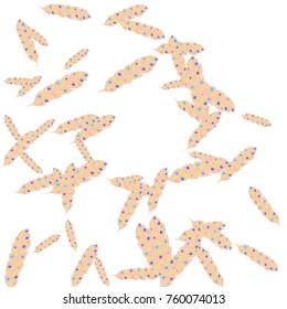 Feather Pattern, bright colorful background, cute and fun decoration. Vector illustration for celebration, party, carnival, festive holiday and Your project.