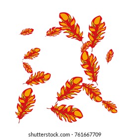 Feather Pattern, bright colorful background, cute and fun decoration. Vector illustration for celebration, party, carnival, festive holiday and Your project.