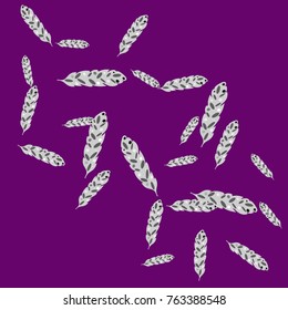 Feather Pattern, bright colorful background, cute and fun decoration. Vector illustration for celebration, party, carnival, festive holiday and Your project.