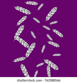 Feather Pattern, bright colorful background, cute and fun decoration. Vector illustration for celebration, party, carnival, festive holiday and Your project.