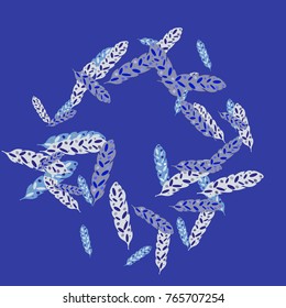 Feather Pattern, bright colorful background, cute and fun decoration. Vector illustration for celebration, party, carnival, festive holiday and Your project.