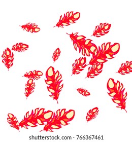 Feather Pattern, bright colorful background, cute and fun decoration. Vector illustration for celebration, party, carnival, festive holiday and Your project.