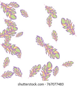 Feather Pattern, bright colorful background, cute and fun decoration. Vector illustration for celebration, party, carnival, festive holiday and Your project.