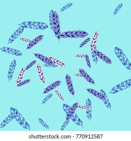 Feather Pattern, bright colorful background, cute and fun decoration. Vector illustration for celebration, party, carnival, festive holiday and Your project.
