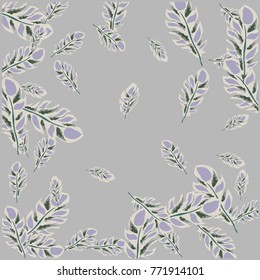 Feather Pattern, bright colorful background, cute and fun decoration. Gentle grey background. Vector illustration for celebration, party, carnival, festive holiday and Your project.