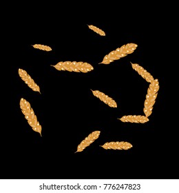 Feather Pattern, bright colorful background, cute and fun decoration. Black background. Vector illustration for celebration, party, carnival, festive holiday and Your project.