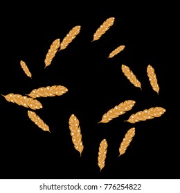 Feather Pattern, bright colorful background, cute and fun decoration. Black background. Vector illustration for celebration, party, carnival, festive holiday and Your project.