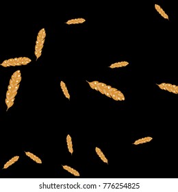 Feather Pattern, bright colorful background, cute and fun decoration. Black background. Vector illustration for celebration, party, carnival, festive holiday and Your project.