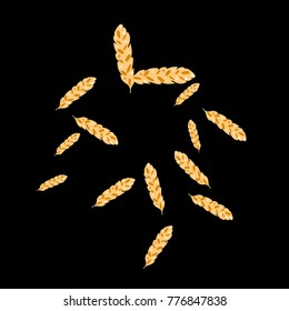 Feather Pattern, bright colorful background, cute and fun decoration. Black background. Vector illustration for celebration, party, carnival, festive holiday and Your project.