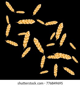 Feather Pattern, bright colorful background, cute and fun decoration. Black background. Vector illustration for celebration, party, carnival, festive holiday and Your project.