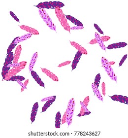 Feather Pattern, bright colorful background, cute and fun decoration. Vector illustration for celebration, party, carnival, festive holiday and Your project.