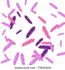 Feather Pattern, bright colorful background, cute and fun decoration. Vector illustration for celebration, party, carnival, festive holiday and Your project.