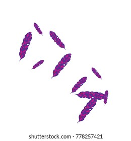 Feather Pattern, bright colorful background, cute and fun decoration. Vector illustration for celebration, party, carnival, festive holiday and Your project.